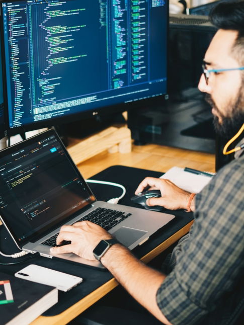 man using laptop